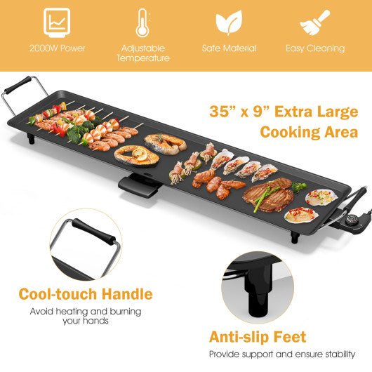 35 Inch Electric Griddle Teppanyaki Grill with Adjustable Temperature