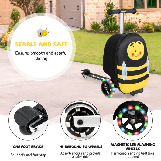 Hardshell Ride-on Suitcase Scooter with LED Flashing Wheels-Yellow