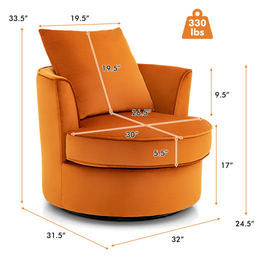 Modern 360¡ã Swivel Barrel Chair with No Assembly Needed-Orange