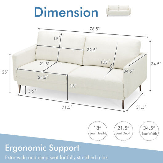 Modern Loveseat with Comfy Backrest Cushions-White
