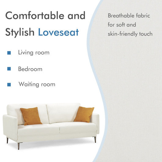 Modern Loveseat with Comfy Backrest Cushions-White