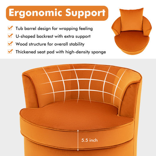 Modern 360¡ã Swivel Barrel Chair with No Assembly Needed-Orange