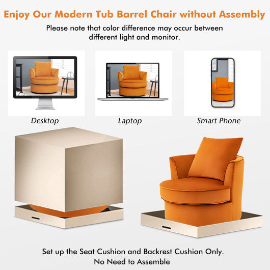 Modern 360¡ã Swivel Barrel Chair with No Assembly Needed-Orange