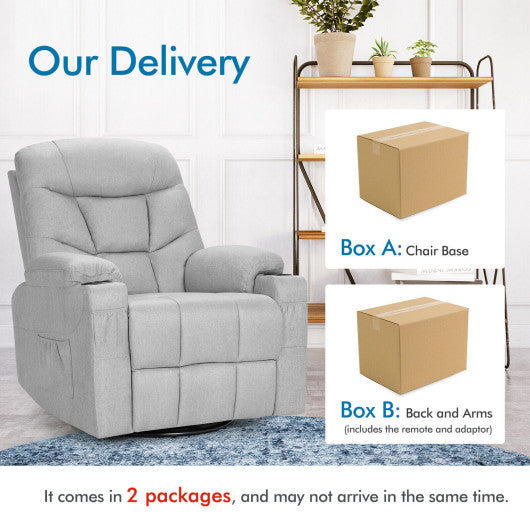 Massage Rocking Recliner Chair with Heat and Vibration-Gray