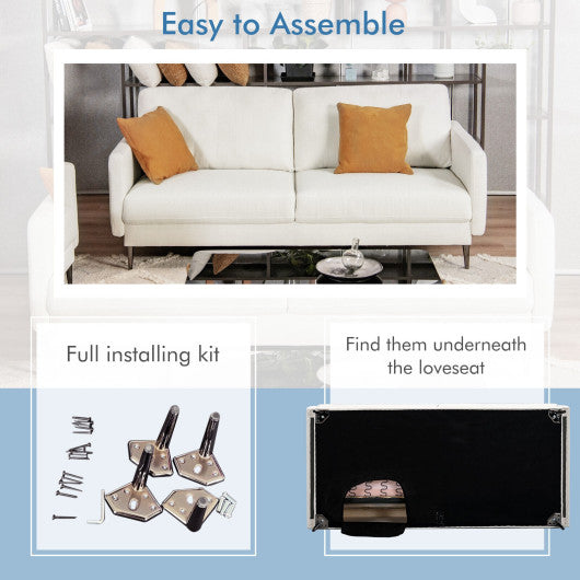 Modern Loveseat with Comfy Backrest Cushions-White