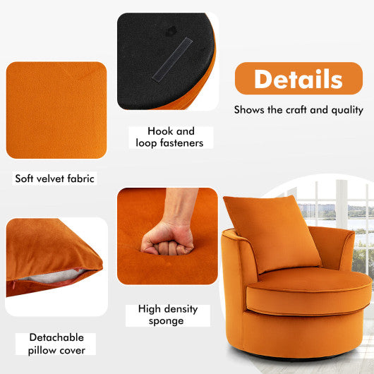 Modern 360¡ã Swivel Barrel Chair with No Assembly Needed-Orange