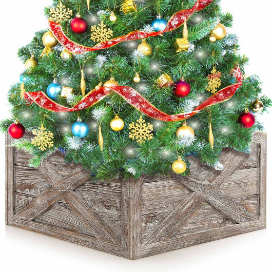28.5 Inch Wooden Tree Collar Box for Indoor/Outdoor Use-Gray