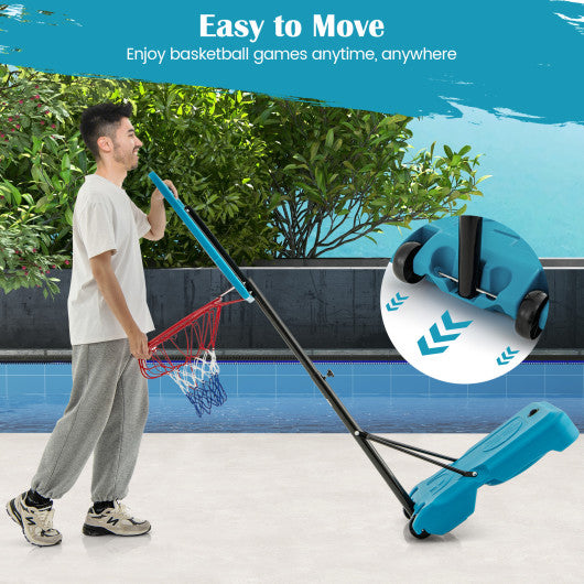Pool Basketball Hoop Adjustable 3.8-4.4 FT Portable Poolside Basketball Goal with Fillable Base