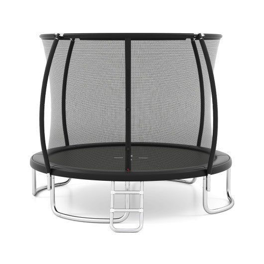 10FT Outdoor Trampoline Heavy-Duty Recreational Trampoline with Safety Enclosure Net-Black