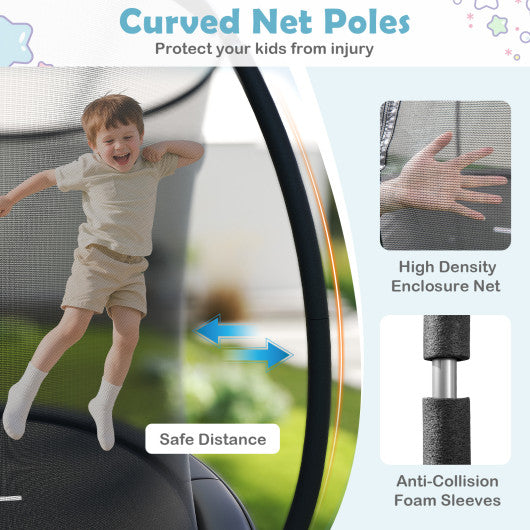 10FT Outdoor Trampoline Heavy-Duty Recreational Trampoline with Safety Enclosure Net-Black