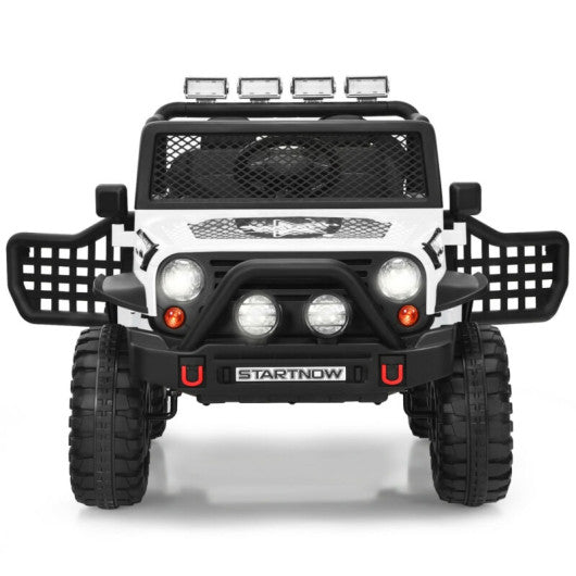 12V Kids Electric Ride On Truck with Remote Control and Operation Lever-White