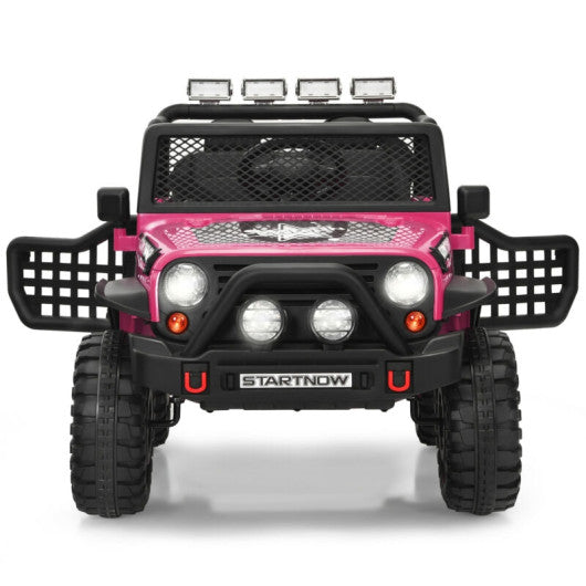 12V Kids Electric Ride On Truck with Remote Control and Operation Lever-Pink
