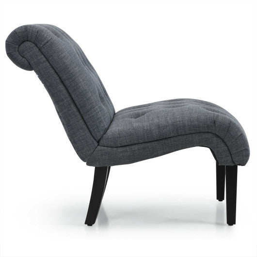 Cotton Linen Fabric Armless Accent Chair with Adjustable Foot Pads-Dark Gray