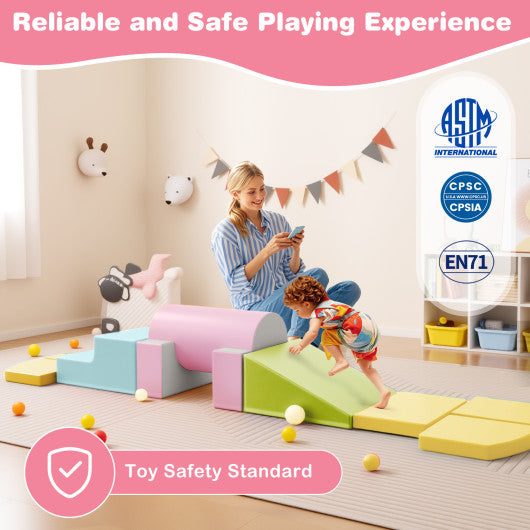 10-Piece Foam Climbing Toys for Toddlers Soft Foam PU Leather Building Blocks-Yellow