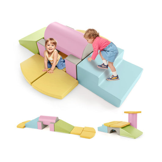 10-Piece Foam Climbing Toys for Toddlers Soft Foam PU Leather Building Blocks-Yellow