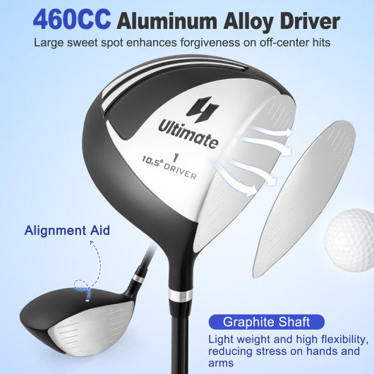 Men¡¯s Profile Complete Golf Club Package Set Includes 10 Pieces-Black