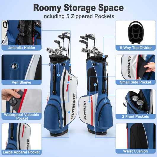 Men¡¯s Profile Complete Golf Club Package Set Includes 10 Pieces-Blue