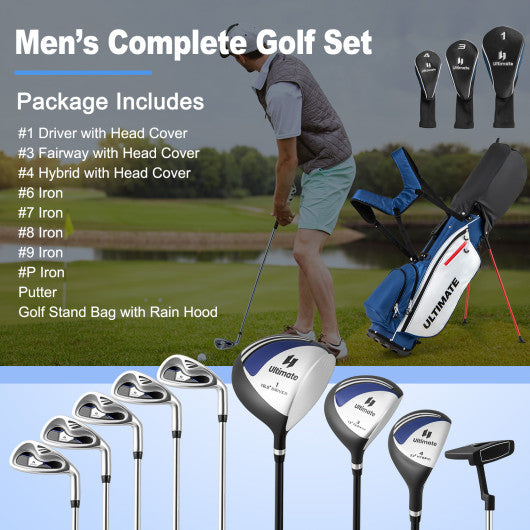 Men¡¯s Profile Complete Golf Club Package Set Includes 10 Pieces-Blue