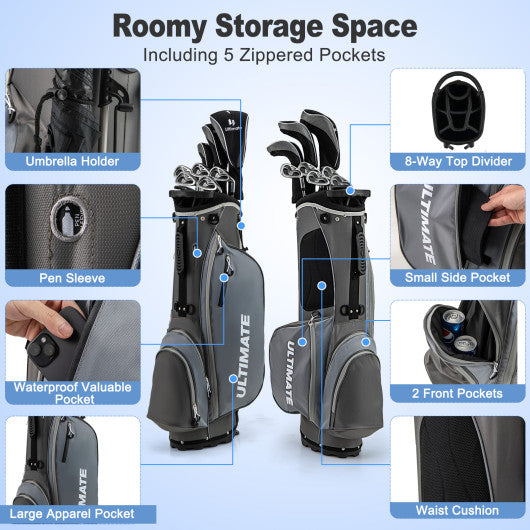 Men¡¯s Profile Complete Golf Club Package Set Includes 10 Pieces-Gray