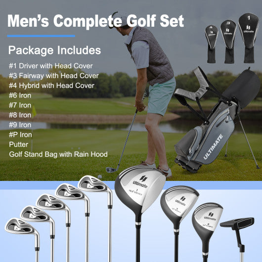 Men¡¯s Profile Complete Golf Club Package Set Includes 10 Pieces-Gray