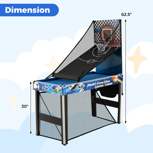 10-in-1 Combo Game Table Set with Table Tennis Basketball Soccer-Blue