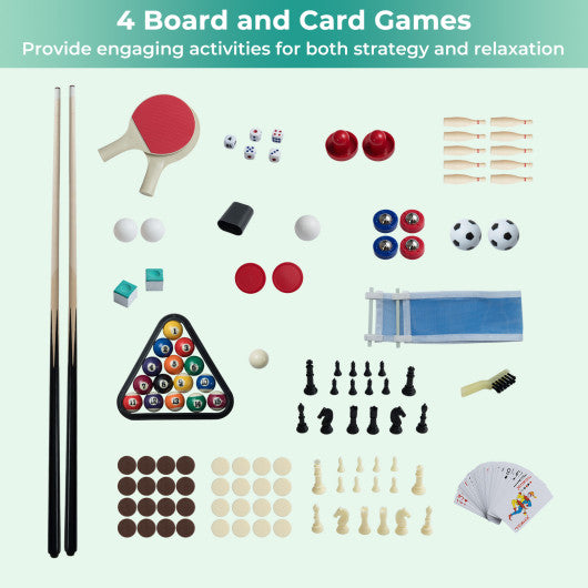 10-in-1 Combo Game Table Set 50inch Multi-Game Table with Foosball-Brown