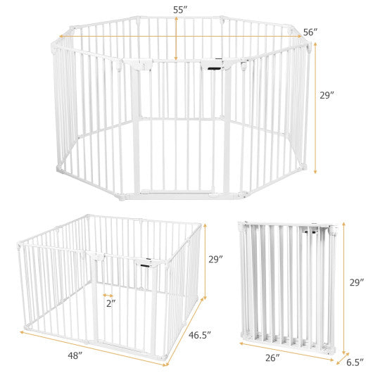Adjustable Panel Baby Safe Metal Gate Play Yard-White