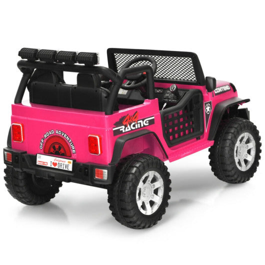 12V Kids Electric Ride On Truck with Remote Control and Operation Lever-Pink