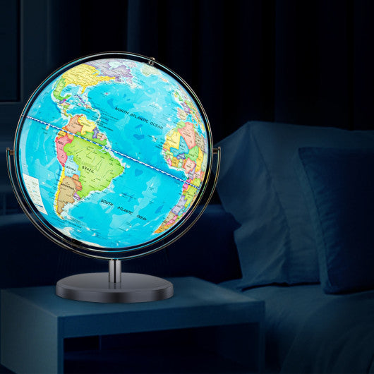 13 Inch Illuminated World Globe 720¡ã Rotating Map with LED Light
