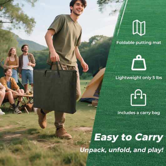 11 FT Indoor Outdoor Putting Green Mat with 2 Adjustable Putters and 6 Balls