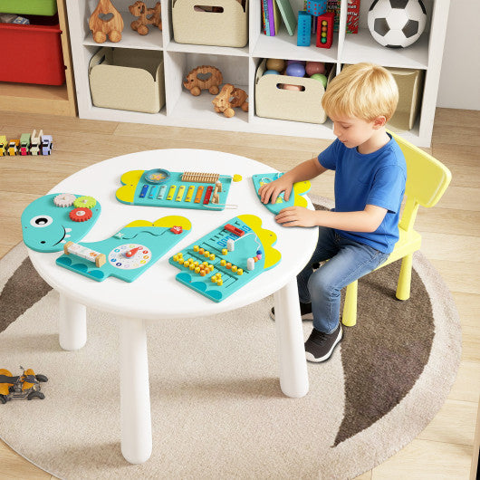 11-in-1 Dinosaur Activity Wall Busy Board Panels for Toddlers Education and Early Development-Green