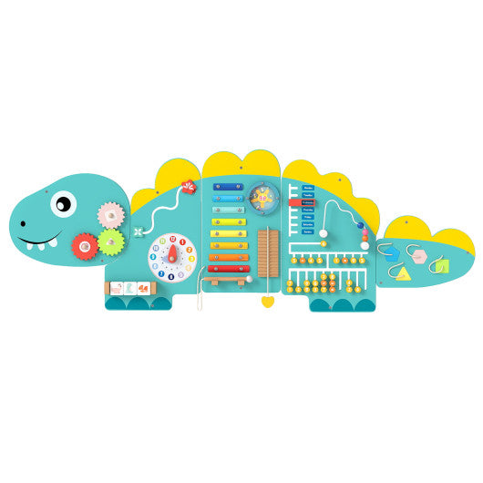 11-in-1 Dinosaur Activity Wall Busy Board Panels for Toddlers Education and Early Development-Green