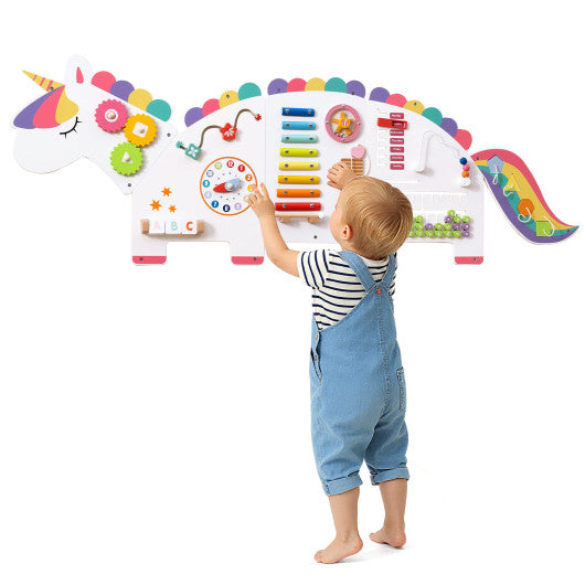 11-in-1 Dinosaur Activity Wall Busy Board Panels for Toddlers Education and Early Development-White