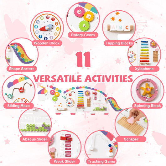 11-in-1 Dinosaur Activity Wall Busy Board Panels for Toddlers Education and Early Development-White