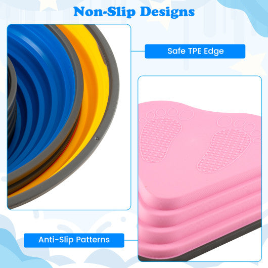 11 Pieces Kids Stepping Stones Stackable Balance Blocks Indoor Outdoor-Multicolor