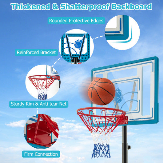 Pool Basketball Hoop Adjustable 3.8-4.4 FT Portable Poolside Basketball Goal with Fillable Base