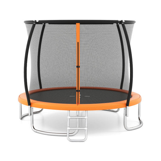 12FT Outdoor Trampoline Heavy-Duty Recreational Trampoline with Safety Enclosure Net-Orange