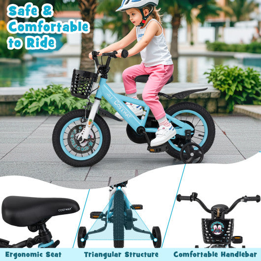 12 Inch Kids Bike with Adjustable Handlebar and Saddle for 3-4 Years Old-12 inches