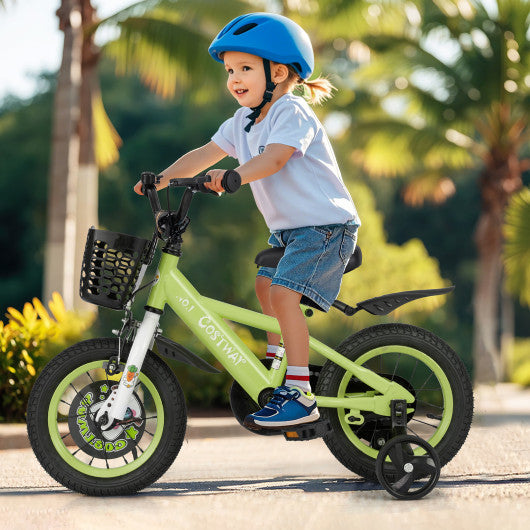12 Inch Kids Bike Adjustable with Detachable Training Wheels for 3-4 Years Old-12 inches