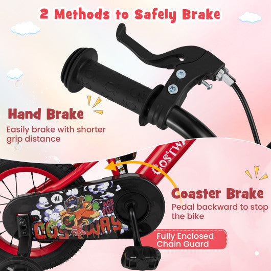 12 Inch Kids Bike Adjustable with Storage Basket and Double Brake for 3-4 Years Old-12 inches