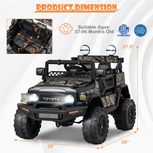 12V 7Ah Licensed Toyota FJ Cruiser Electric Car with Remote Control-Black