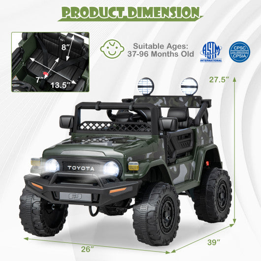 12V 7Ah Licensed Toyota FJ Cruiser Electric Car with Remote Control-Camo