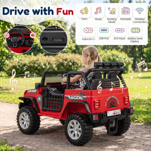 12V Electric 2-Seater Kids Ride On Car with Parent Remote Control-Red