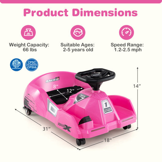 12V Electric Cleaning Go Kart with Detachable Mop and Remote Control-Pink
