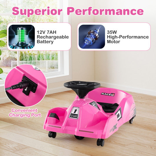12V Electric Cleaning Go Kart with Detachable Mop and Remote Control-Pink