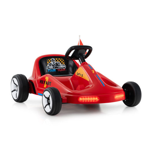 12V Electric Go Kart for Kids Race Toy with Remote Control and Music-Red
