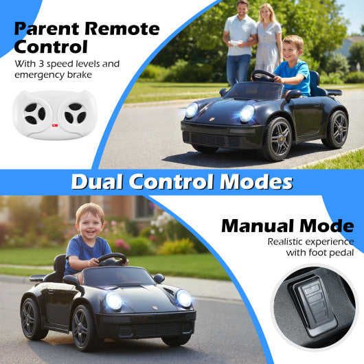 12V Electric Ride On Car Licensed RUFCTR with Remote Control and Music-Black