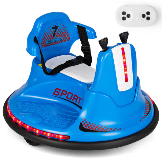 12V Kids Ride On Bumper Car with Remote Control Lights and Music-Blue