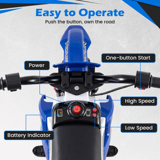 12V Kids Motorcycle with Training Wheels and Spring Suspension-Navy