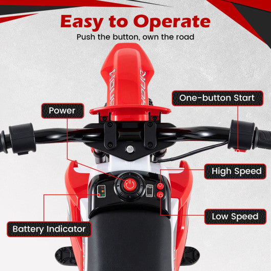 12V Kids Motorcycle with Training Wheels and Spring Suspension-Red